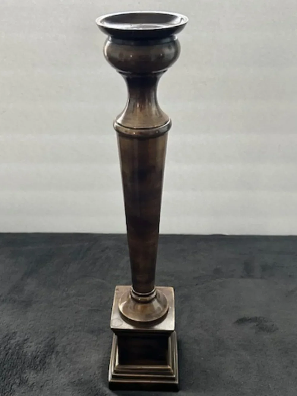 Vintage Brass Candlestick Candle Holder on Square Base, 14-3/4